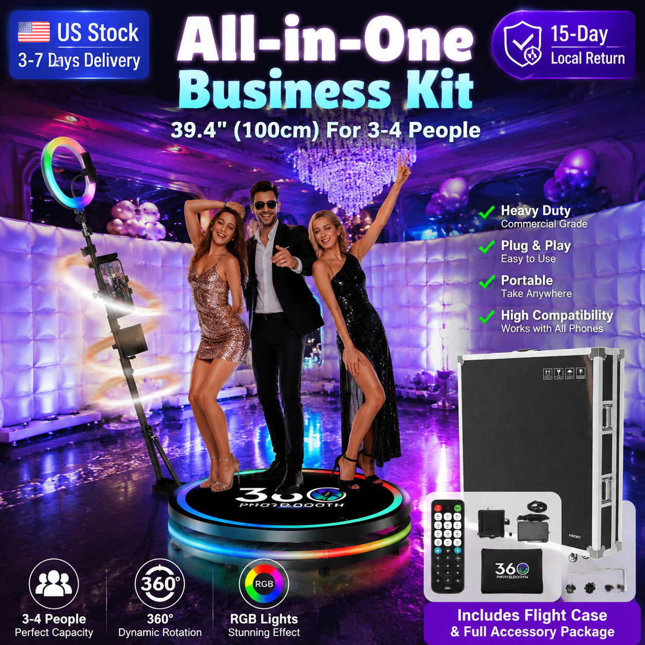 Photography Lighting Rental - 360 Photo Booth Machine with RGB