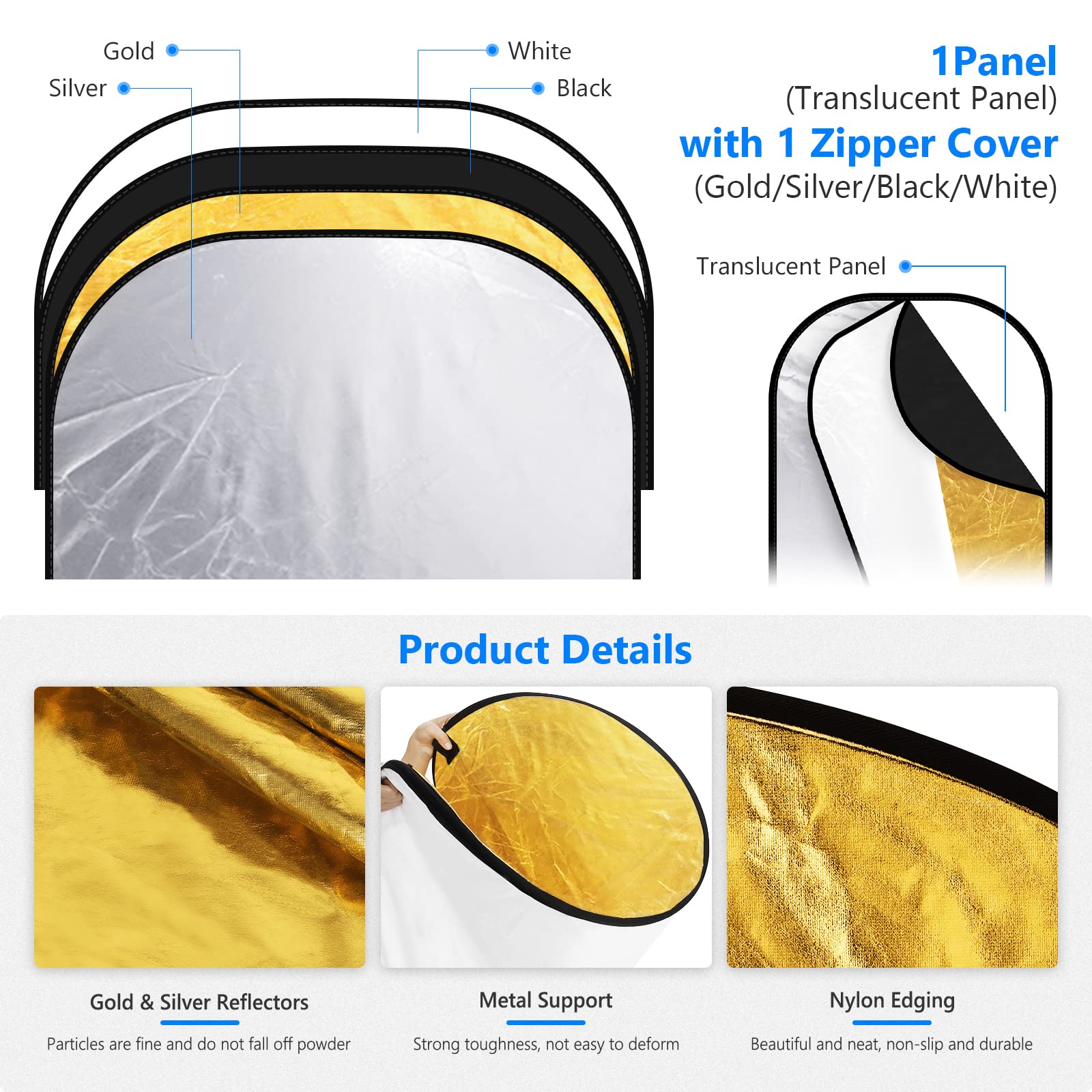 NEEWER Light Reflectors for Ph – Reflector Disc Silver recenzja i cena