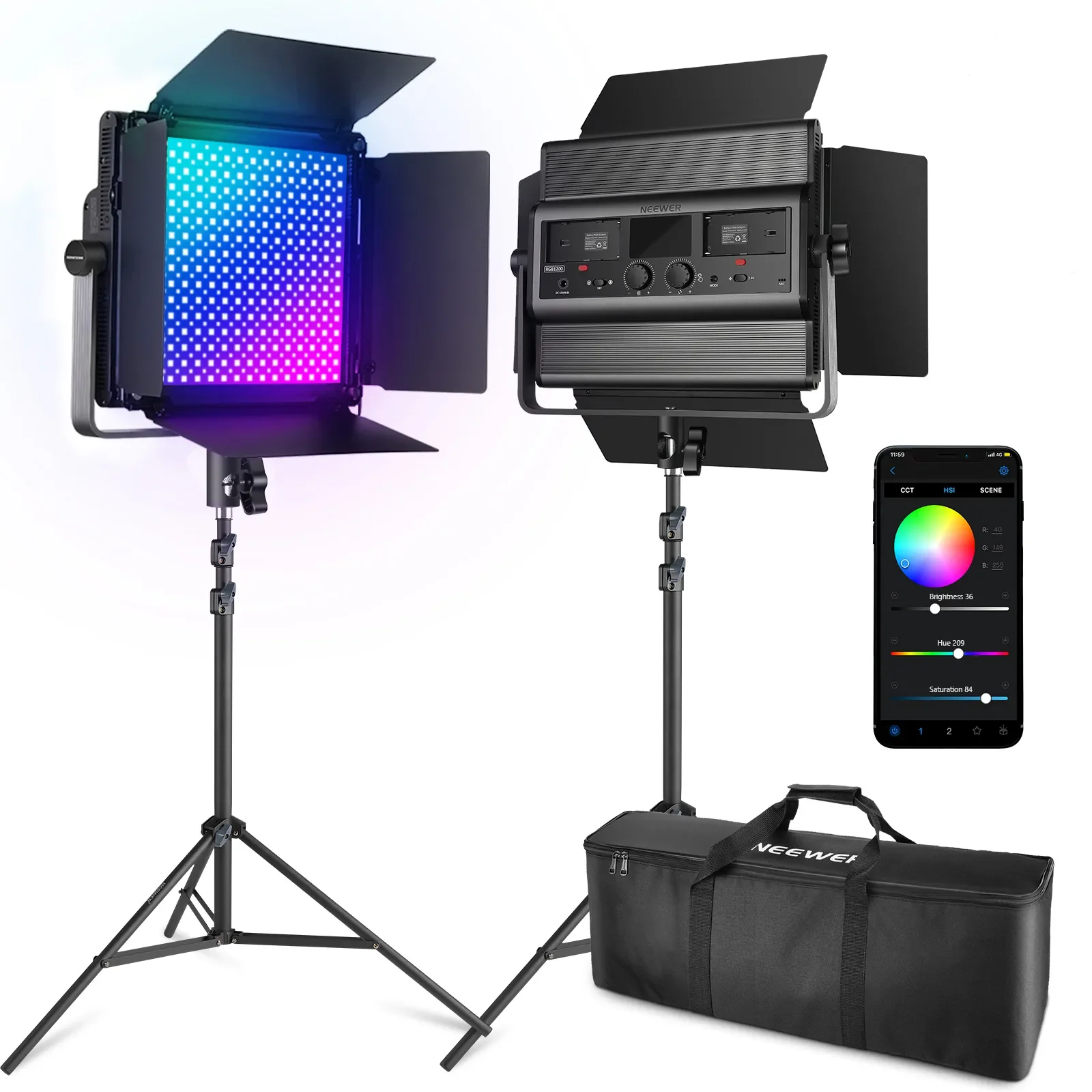 NEEWER 2 Pack RGB1200 LED Vide – Photography Lighting App recenzja i cena