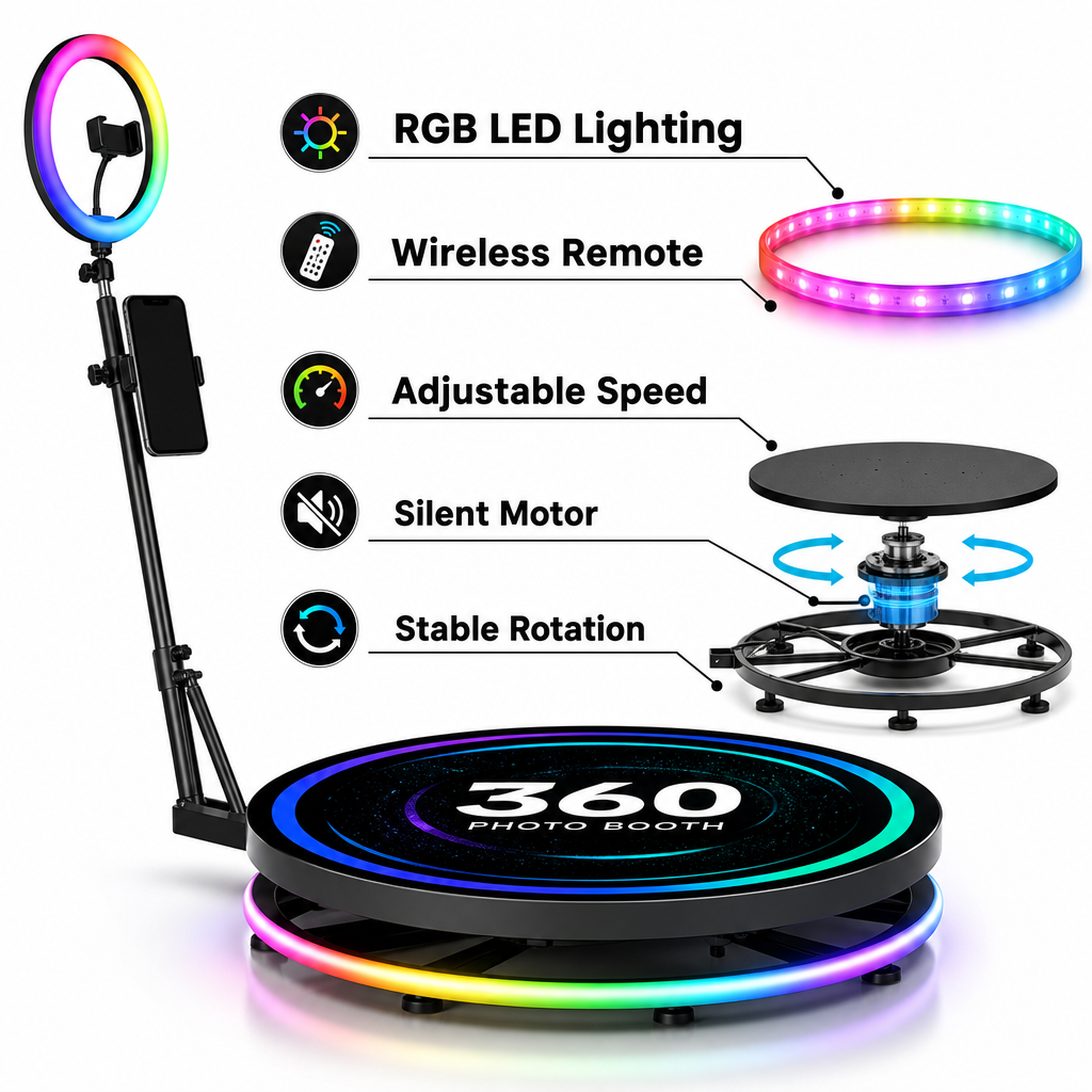 360 Photo Booth Machine with R – Photography Lighting Rental recenzja i cena