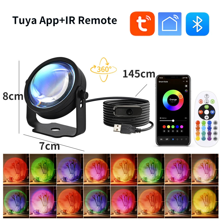 Smart Sunset Lamp Tuya USB Sun – Photography Lighting App recenzja i cena
